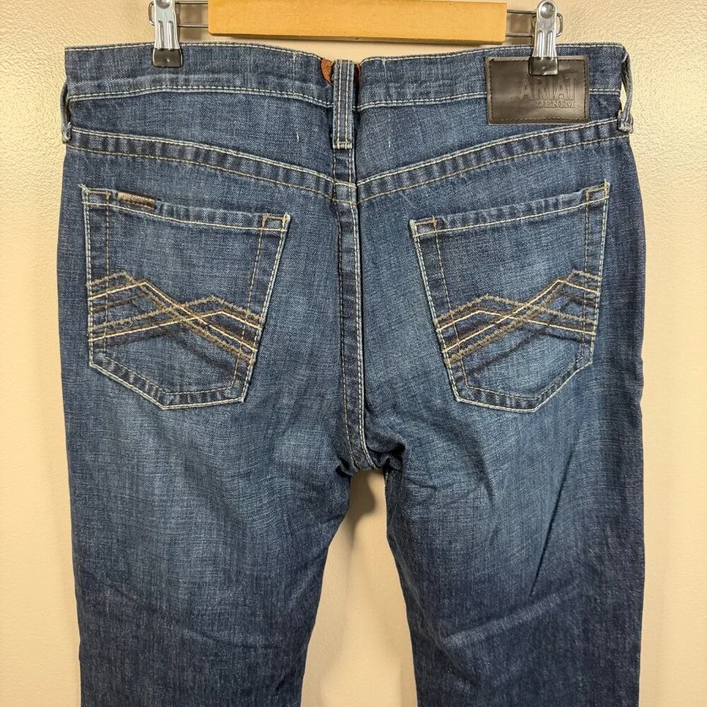Ariat M5 Slim Straight Jeans Size 34x34 Dark Wash Blue Denim 100% Cotton - Picture 9 of 12